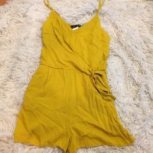 Yellow Tank Romper with Tie in Front